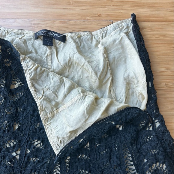 1989 Vintage Betsey Johnson  Black Lace Flared Midi Skirt  Size 4 Retro Gothic - Picture 5 of 8